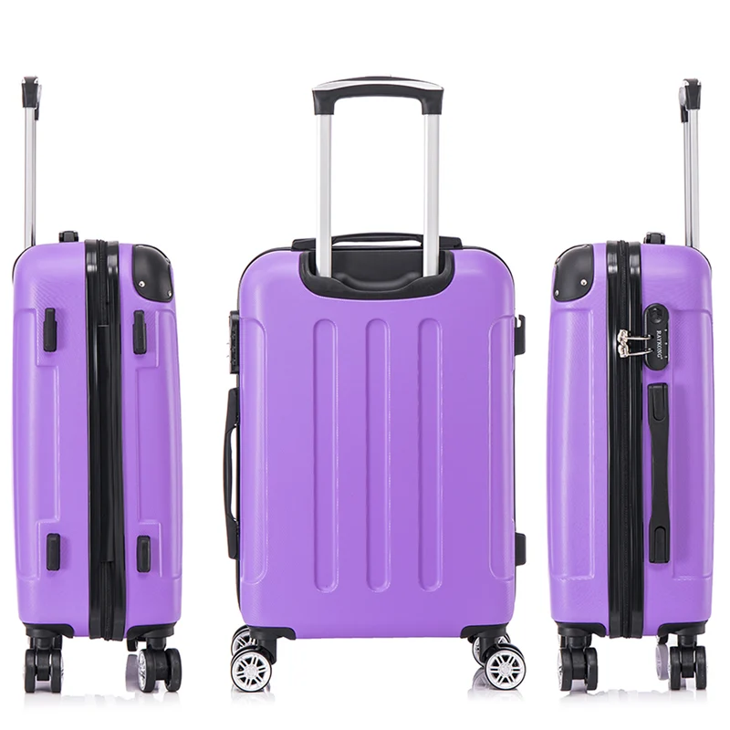 RAYKONG Maleta Mediana ABS 66x43x25cm | 71L | 24 Pulgadas | hasta 23kg semirígidas - Morado