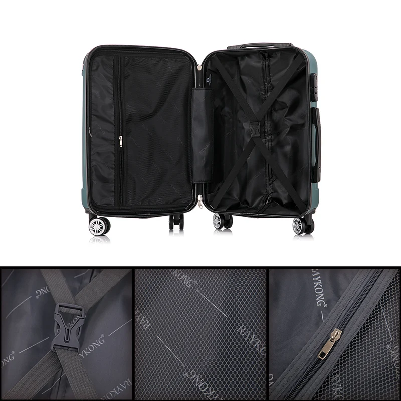 RAYKONG Maleta Mediana ABS 66x43x25cm | 71L | 24 Pulgadas | hasta 23kg semirígidas - Verde