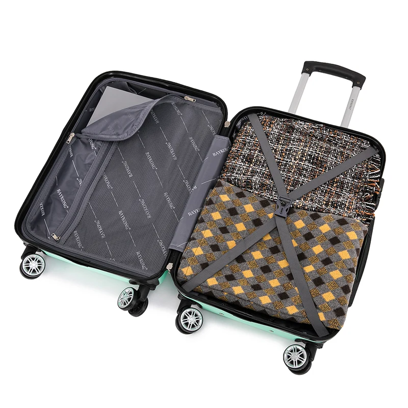 RAYKONG Maleta Mediana ABS 66x43x25cm | 71L | 24 Pulgadas | hasta 23kg semirígidas - Menta