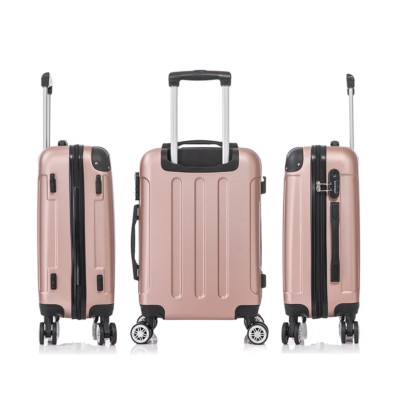 RAYKONG Maleta Mediana ABS 66x43x25cm | 71L | 24 Pulgadas | hasta 23kg semirígidas - RosaDorada