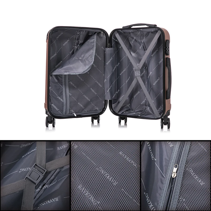 RAYKONG Maleta Mediana ABS 66x43x25cm | 71L | 24 Pulgadas | hasta 23kg semirígidas - RosaDorada