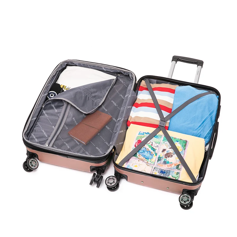 RAYKONG Maleta Mediana ABS 66x43x25cm | 71L | 24 Pulgadas | hasta 23kg semirígidas - RosaDorada