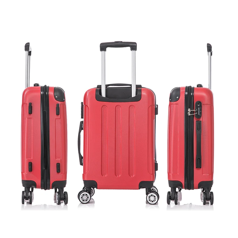 RAYKONG Maleta Mediana ABS 66x43x25cm | 71L | 24 Pulgadas | hasta 23kg semirígidas - Rojo