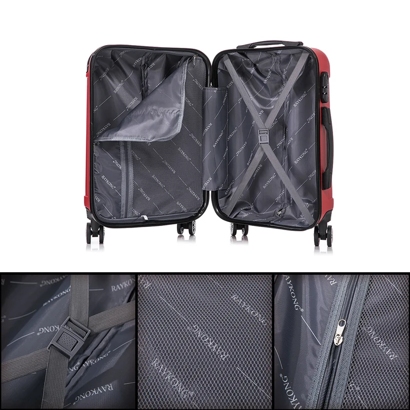 RAYKONG Maleta Mediana ABS 66x43x25cm | 71L | 24 Pulgadas | hasta 23kg semirígidas - Rojo