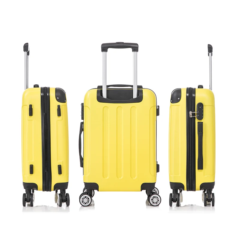 RAYKONG Maleta Mediana ABS 66x43x25cm | 71L | 24 Pulgadas | hasta 23kg semirígidas - Amarillo