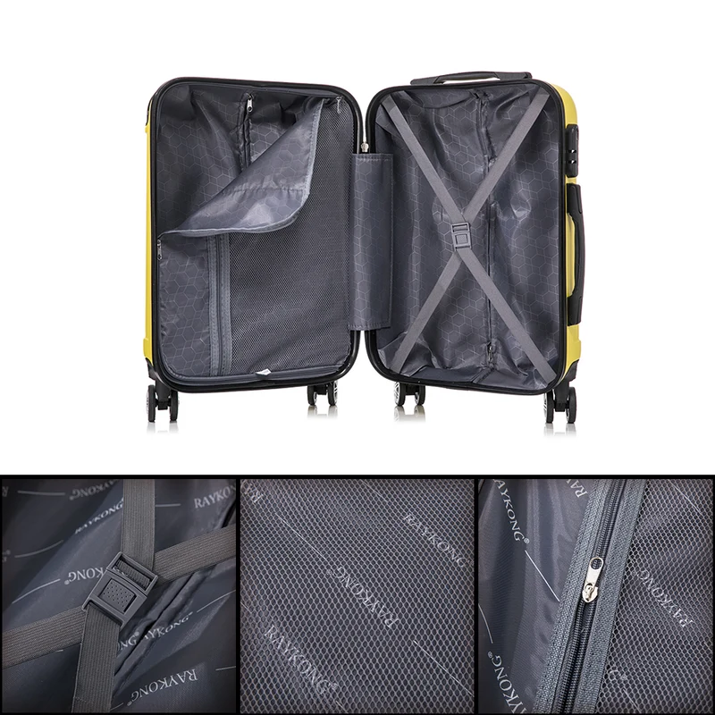 RAYKONG Maleta Mediana ABS 66x43x25cm | 71L | 24 Pulgadas | hasta 23kg semirígidas - Amarillo