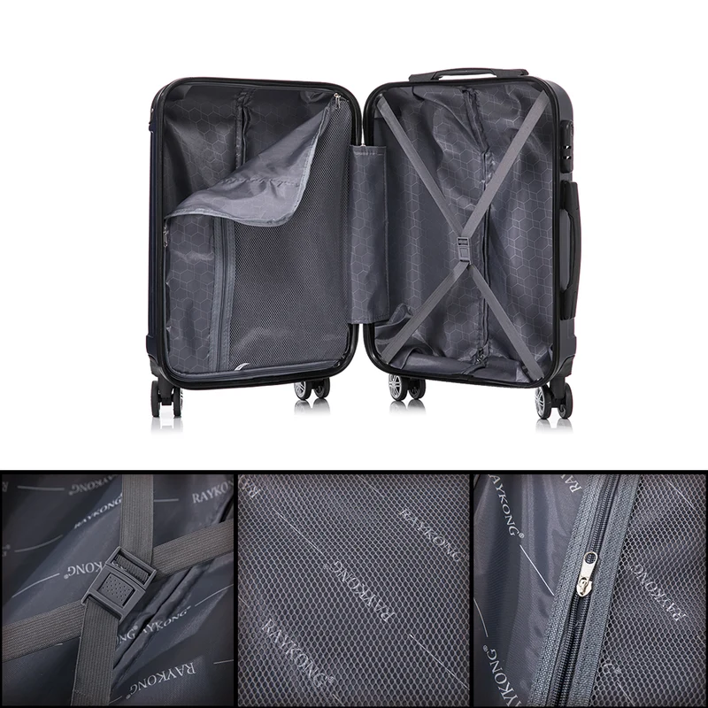 RAYKONG Maleta Mediana ABS 66x43x25cm | 71L | 24 Pulgadas | hasta 23kg semirígidas - AzulMarino
