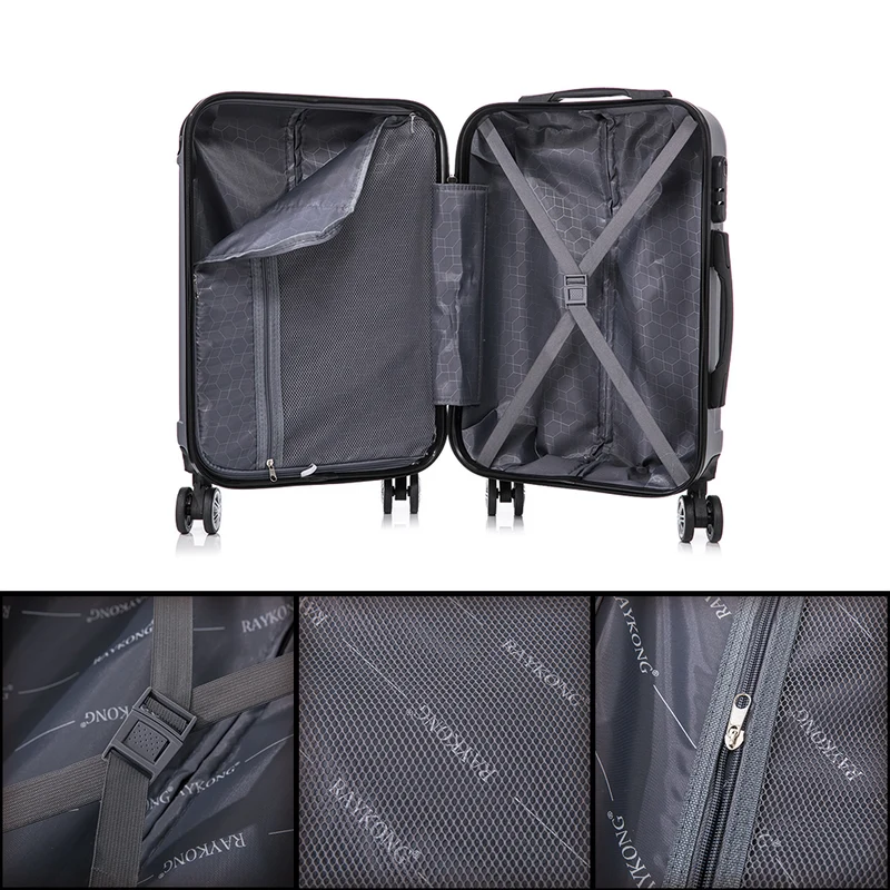RAYKONG Maleta Mediana ABS 66x43x25cm | 71L | 24 Pulgadas | hasta 23kg semirígidas - Plata