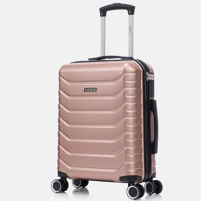 RAYKONG Maleta de Cabina 55x40x20cm Policarbonato (40L) semirígida Trolley pequeño Equipaje de Mano 4 Ruedas giratorios a 360º Cierre numérico- Rosadorado
