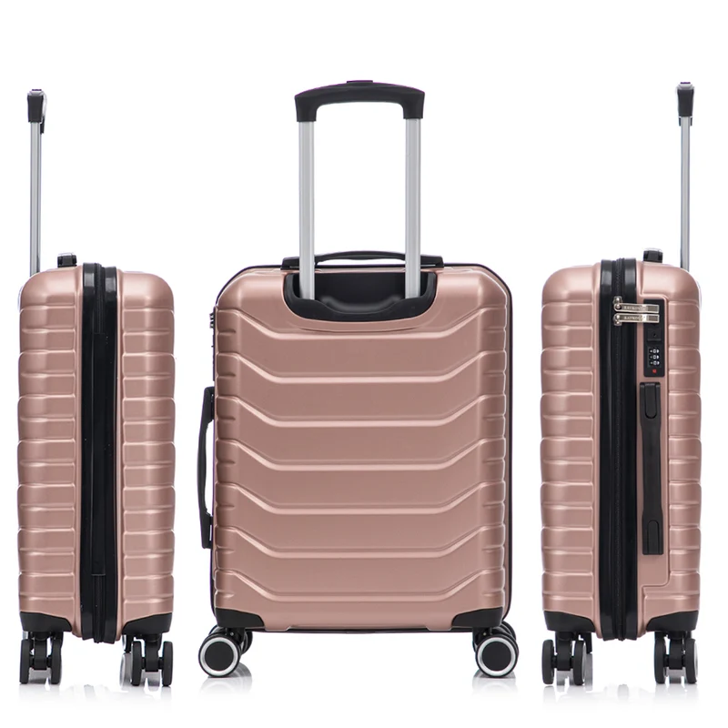 RAYKONG Maleta de Cabina 55x40x20cm Policarbonato (40L) semirígida Trolley pequeño Equipaje de Mano 4 Ruedas giratorios a 360º Cierre numérico- Rosadorado