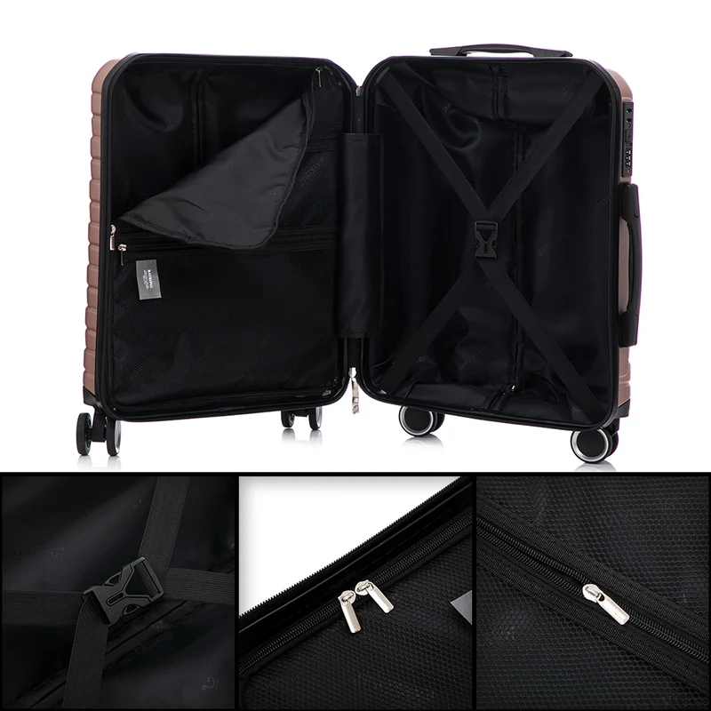 RAYKONG Maleta de Cabina 55x40x20cm Policarbonato (40L) semirígida Trolley pequeño Equipaje de Mano 4 Ruedas giratorios a 360º Cierre numérico- Rosadorado
