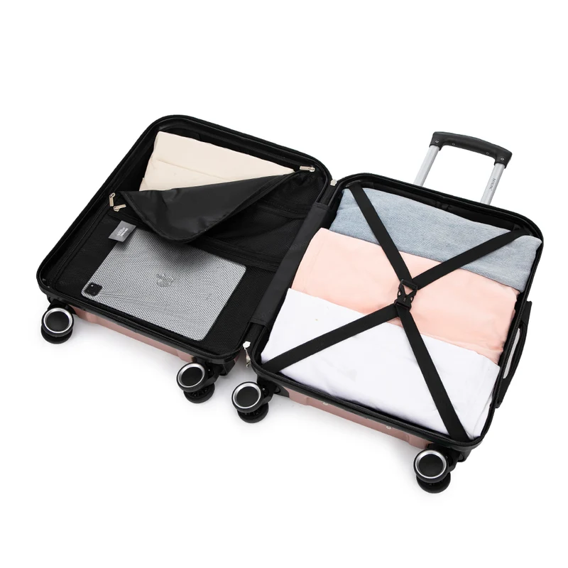RAYKONG Maleta de Cabina 55x40x20cm Policarbonato (40L) semirígida Trolley pequeño Equipaje de Mano 4 Ruedas giratorios a 360º Cierre numérico- Rosadorado