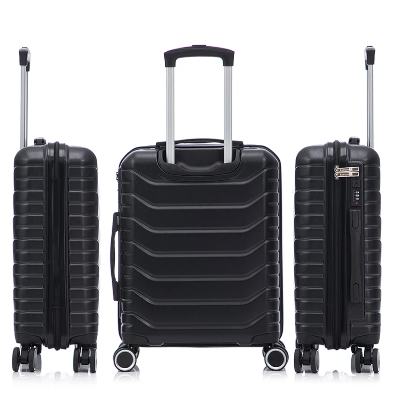 RAYKONG Maleta de Cabina 55x40x20cm Policarbonato (40L) semirígida Trolley pequeño Equipaje de Mano 4 Ruedas giratorios a 360º Cierre numérico-Negro