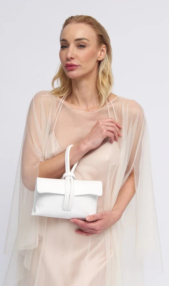 Bolso de mano y bandolera de piel para mujer blanco Mónica