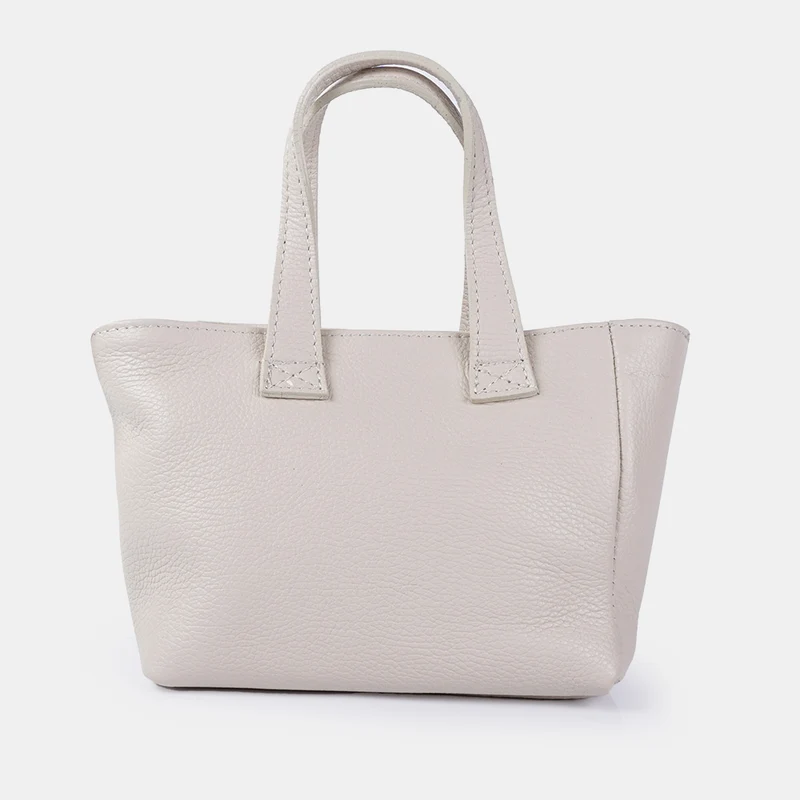 Bandolera para mujer de piel con asa de mano beige Helia