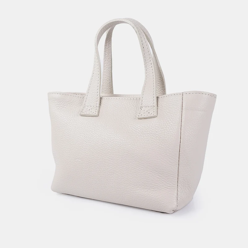 Bandolera para mujer de piel con asa de mano beige Helia