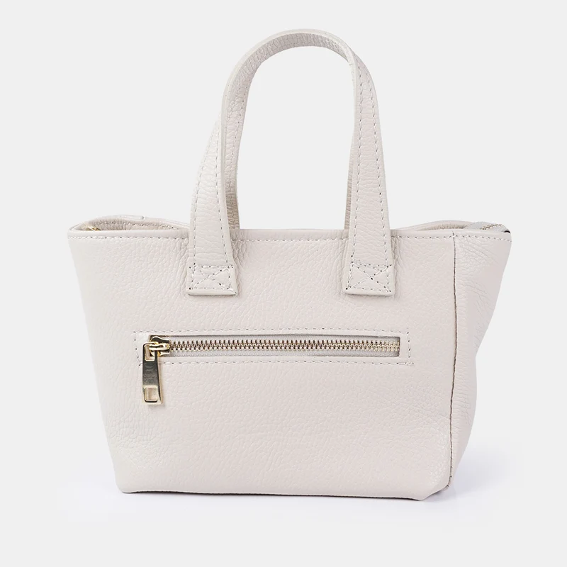 Bandolera para mujer de piel con asa de mano beige Helia