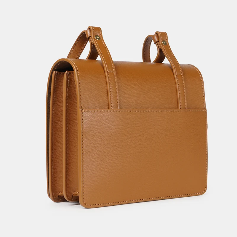 Bolso bandolera de piel para mujer marrón Ainara