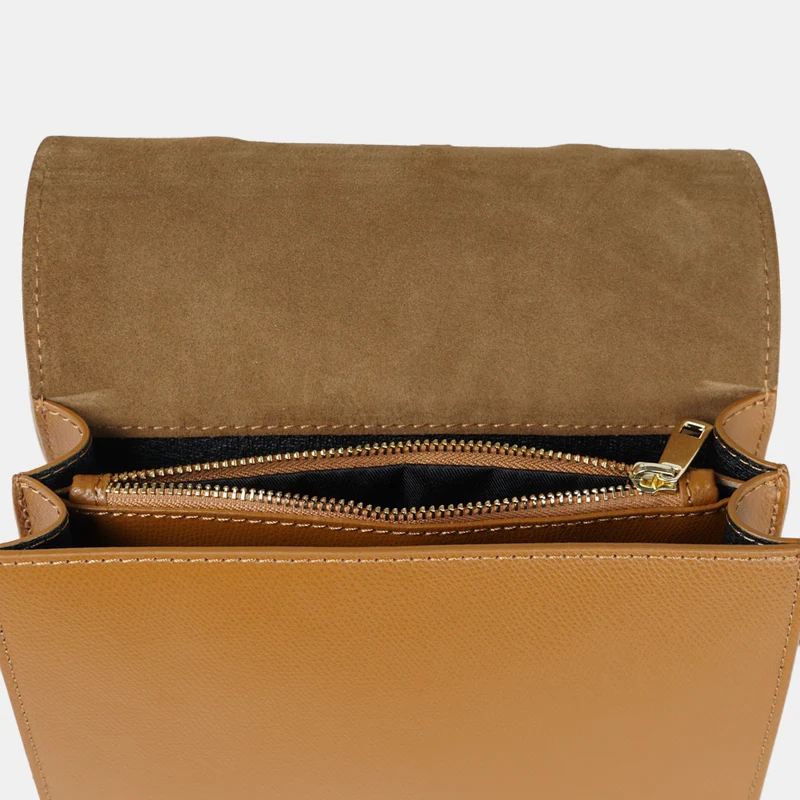 Bolso bandolera de piel para mujer marrón Ainara