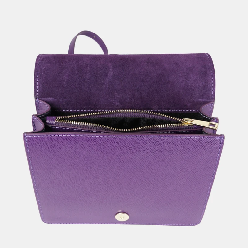 Bolso bandolera de piel para mujer morado Ainara
