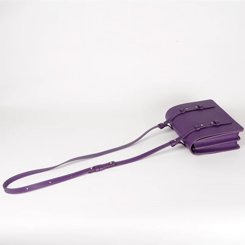 Bolso bandolera de piel para mujer morado Ainara