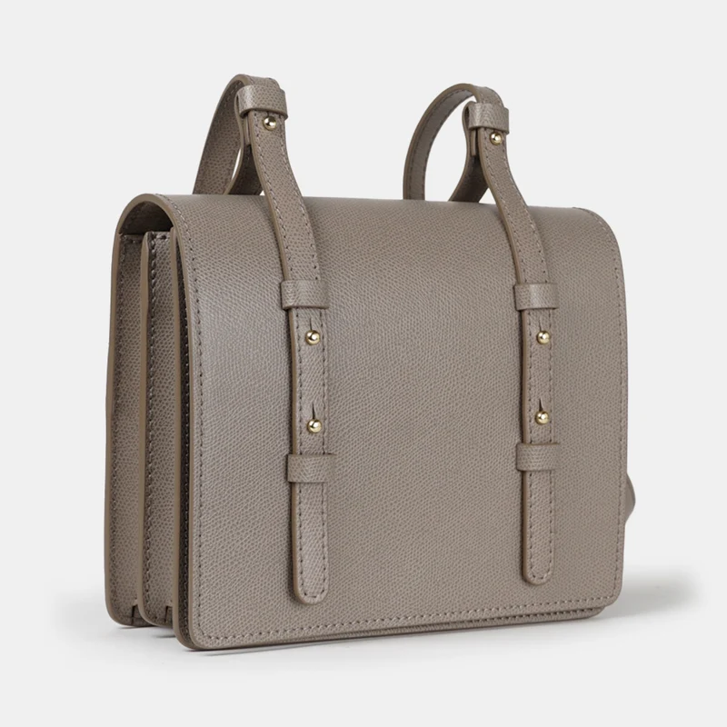Bolso bandolera de piel para mujer khaki Ainara