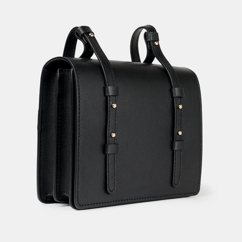 Bolso bandolera de piel para mujer negro Ainara