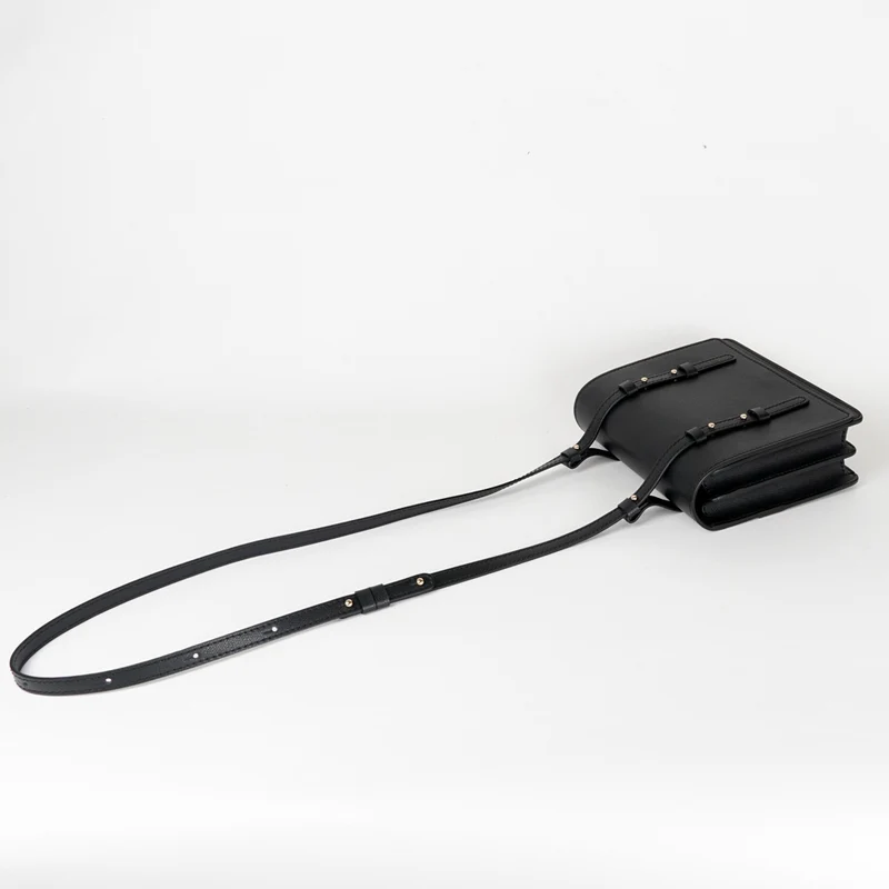 Bolso bandolera de piel para mujer negro Ainara