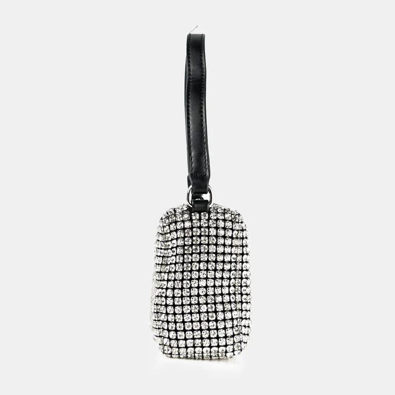 Bolso de mano de fiesta con piedras glamurosas plata Kelly