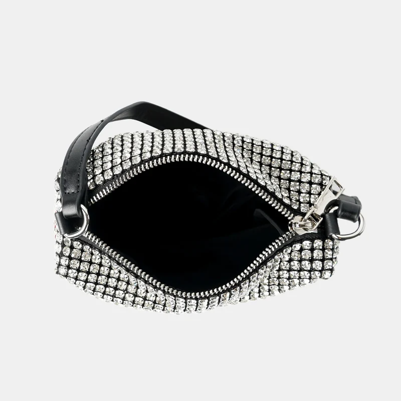 Bolso de mano de fiesta con piedras glamurosas plata Kelly