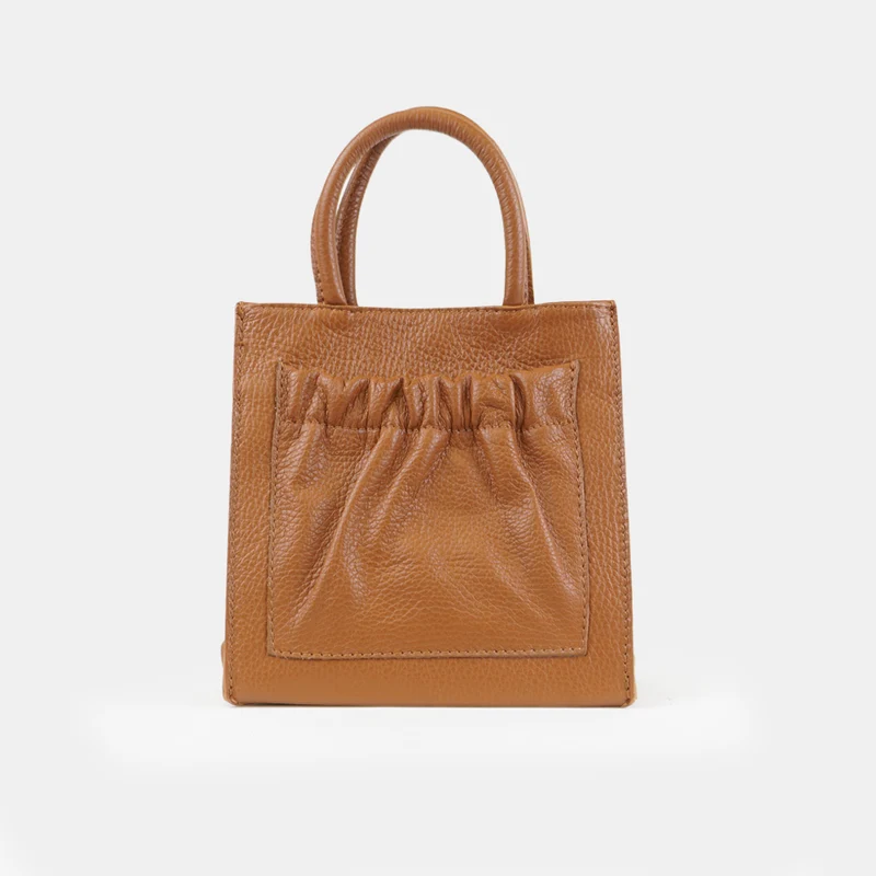 Bolso bandolera de piel pequeño mujer marrón Carmen