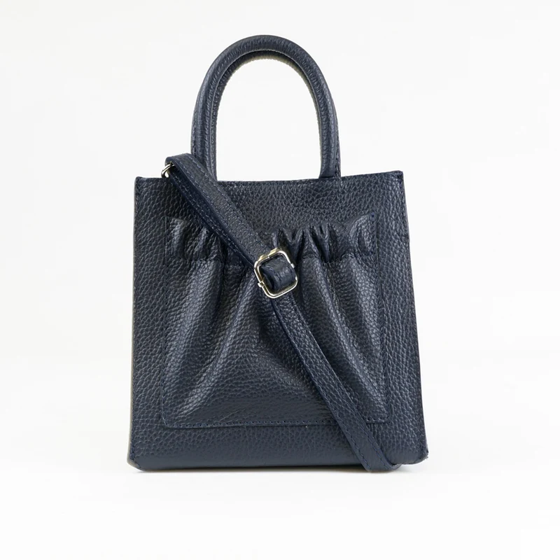 Bolso bandolera de piel pequeño mujer azul marino Carmen