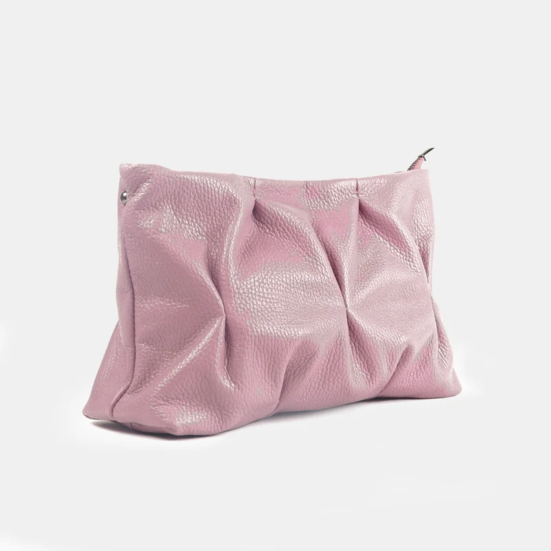 Bolso de bandolera de piel arrugada rosa Cecilia M