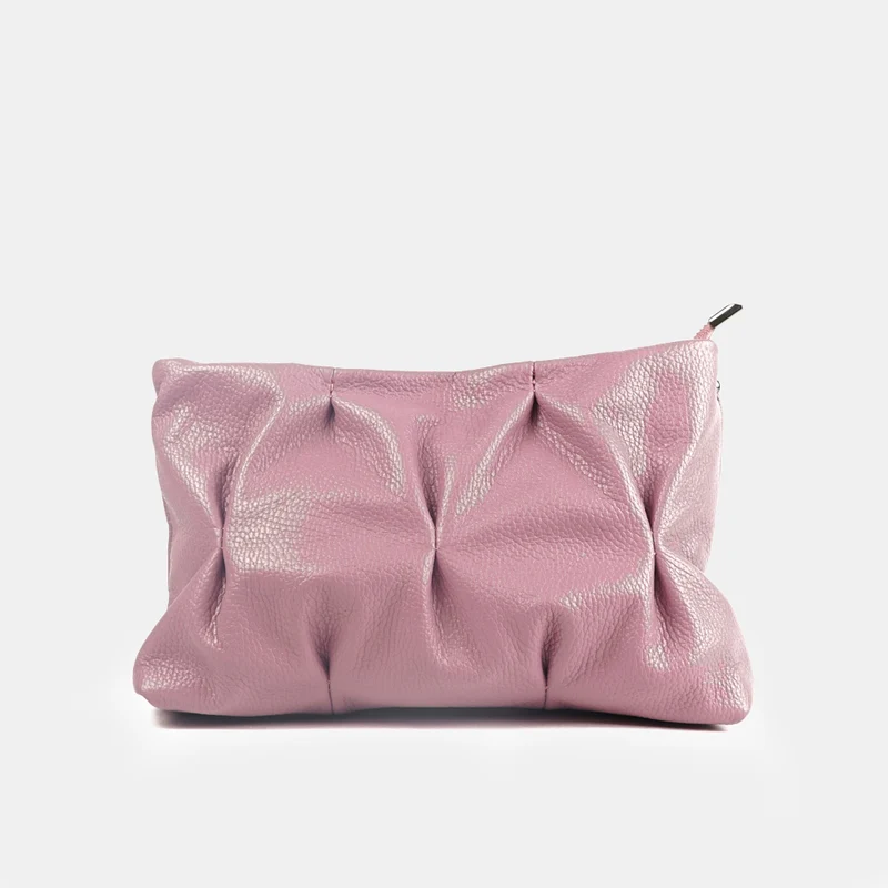 Bolso de bandolera de piel arrugada rosa Cecilia M