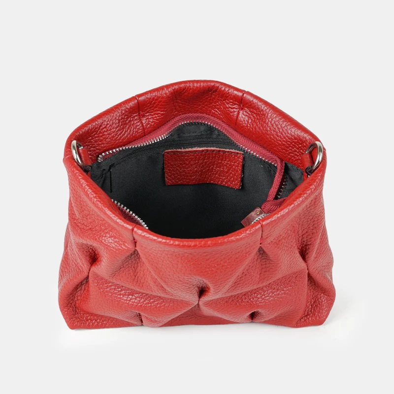 Bolso de bandolera de piel arrugada burdeos Cecilia S