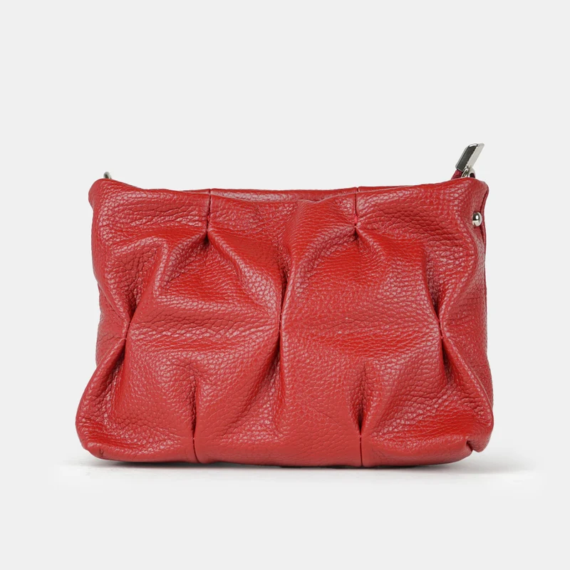 Bolso de bandolera de piel arrugada burdeos Cecilia S