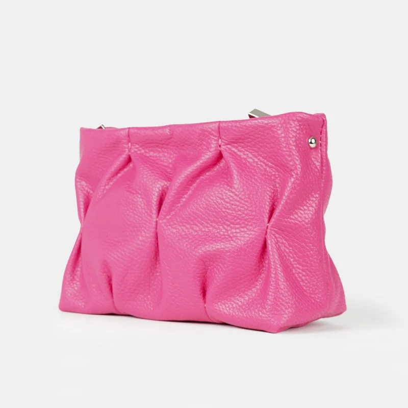 Bolso de bandolera de piel arrugada fucsia Cecilia S