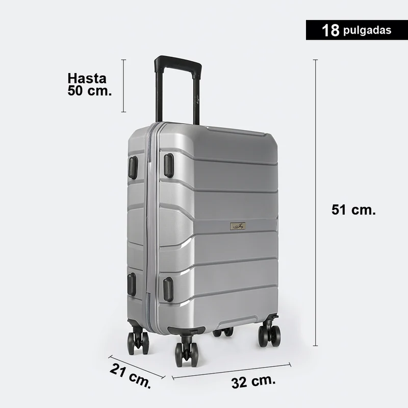 Maleta de cabina de XS/S 10kg 50cm/55cm de Polipropileno Steven Gris