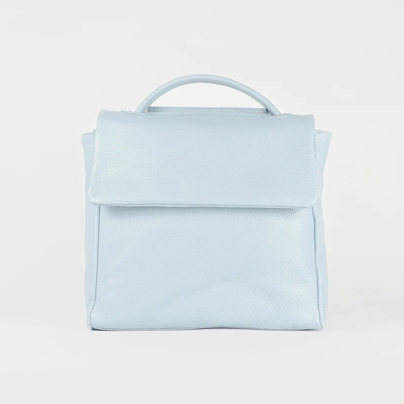 Mochila de piel para mujer celeste Bora