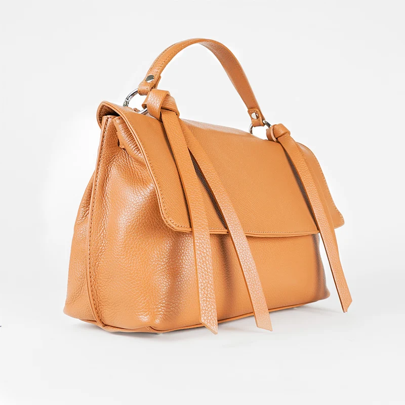 Bolso de mano de piel bolso grande con solapa para mujer marrón Beca
