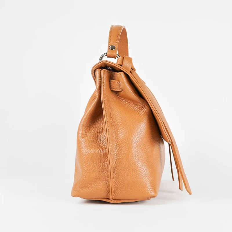 Bolso de mano de piel bolso grande con solapa para mujer marrón Beca