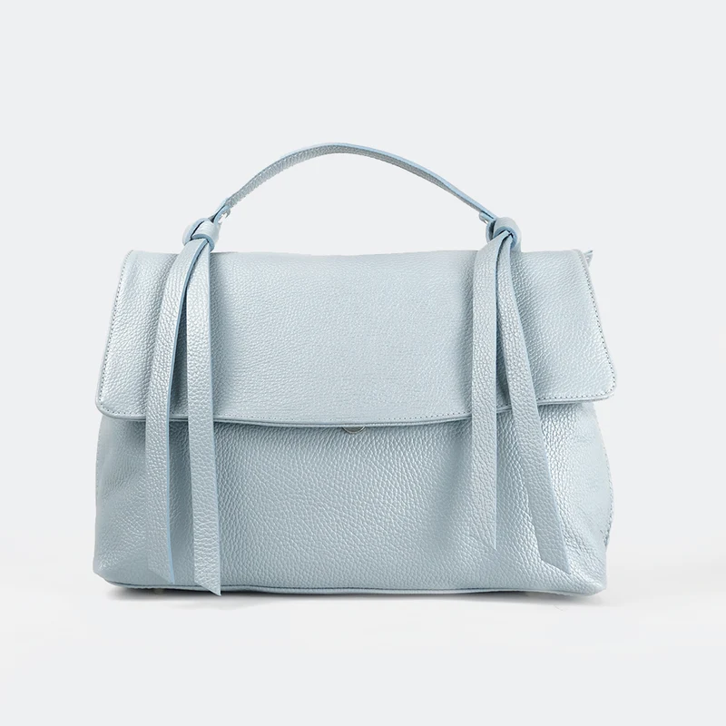 Bolso de mano de piel bolso grande con solapa para mujer celeste Beca
