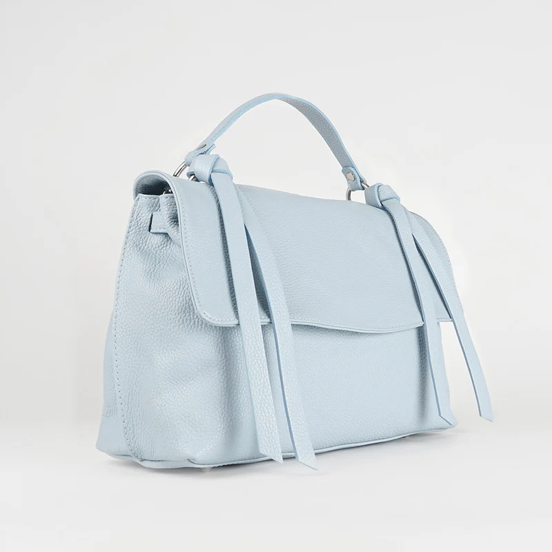 Bolso de mano de piel bolso grande con solapa para mujer celeste Beca