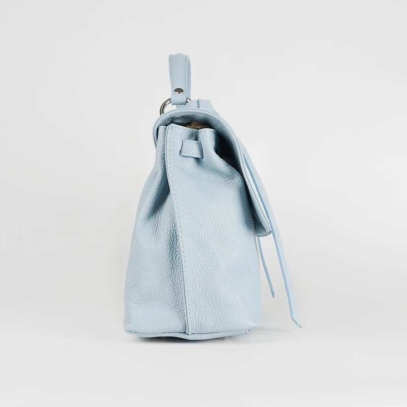 Bolso de mano de piel bolso grande con solapa para mujer celeste Beca