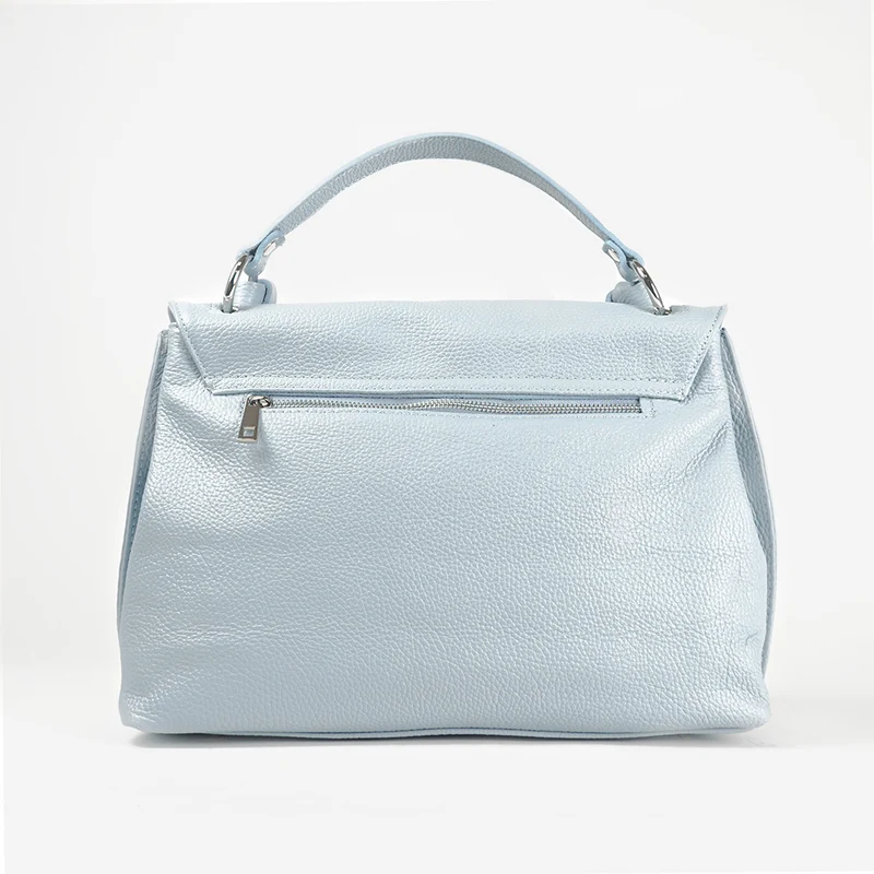 Bolso de mano de piel bolso grande con solapa para mujer celeste Beca