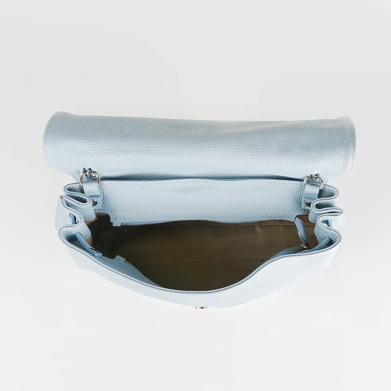 Bolso de mano de piel bolso grande con solapa para mujer celeste Beca