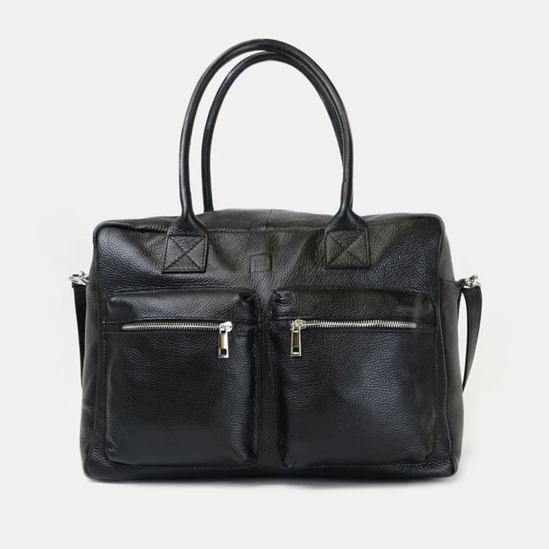 Bolso de viaje de piel con bandolera ajustable para hombre negro Rayan