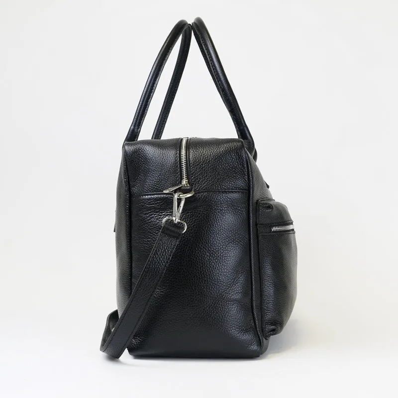 Bolso de viaje de piel con bandolera ajustable para hombre negro Rayan