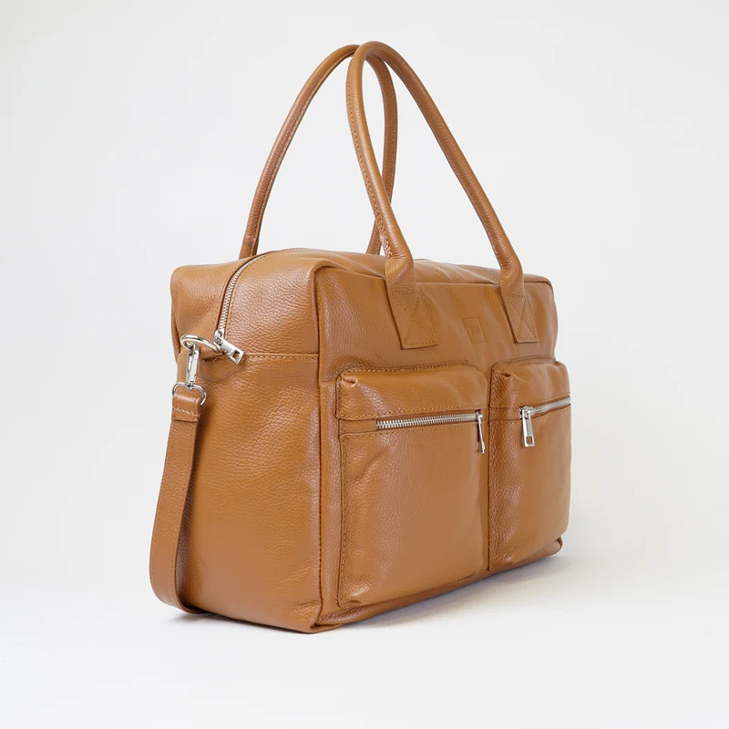 Bolso de viaje de piel con bandolera ajustable para hombre camel Rayan