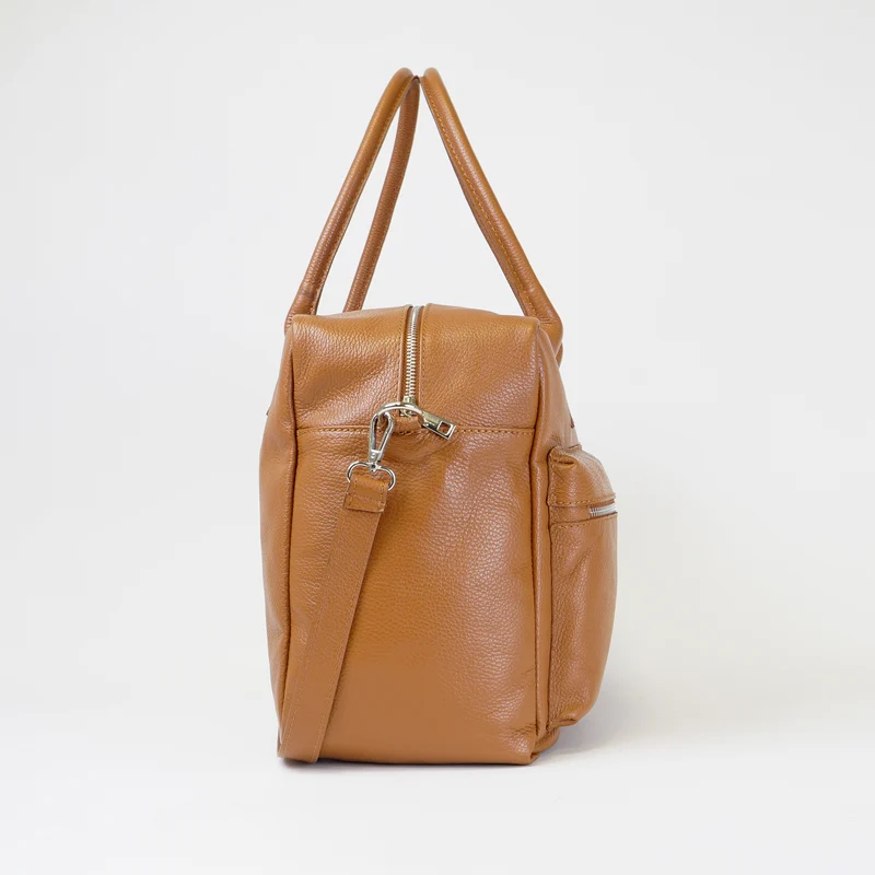 Bolso de viaje de piel con bandolera ajustable para hombre camel Rayan